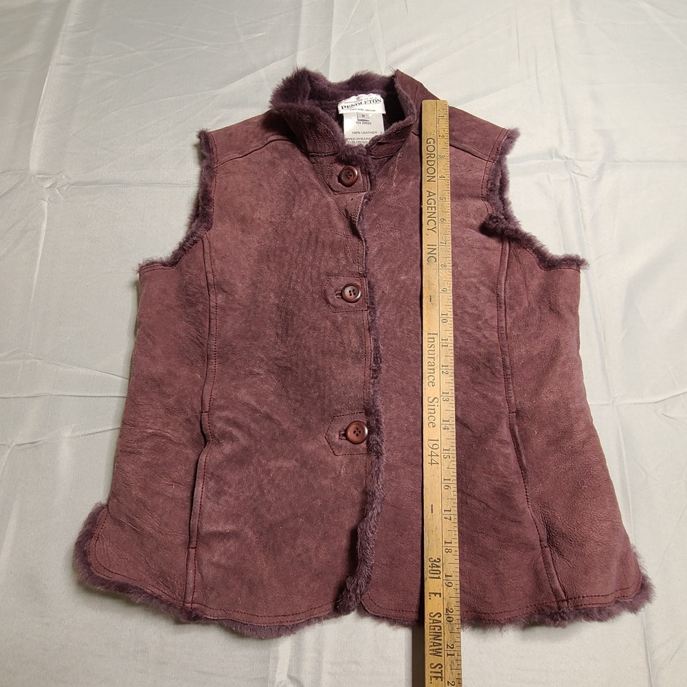 Pendleton 100% Leather Vest Medium Button Up Shea… - image 3